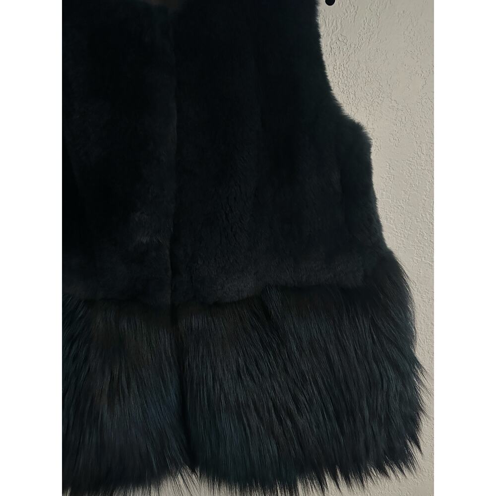 RARE Co Collection Peplum Fur Vest Forest Green size S Fox & Hare Fur Silk lined - Picture 11 of 16